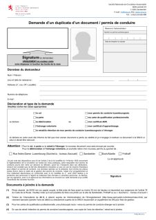 Demande d'un duplicata d'un document / permis de conduire