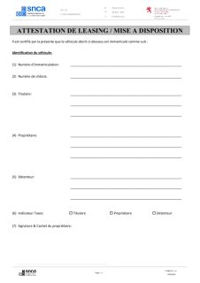 Attestation de leasing / mise à disposition