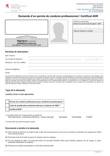 Demande d'un permis de conduire professionnel / Certificat ADR