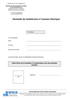 Demande de réadmission à l'examen théorique