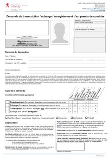 Demande de transcription / échange / enregistrement d'un permis de conduire